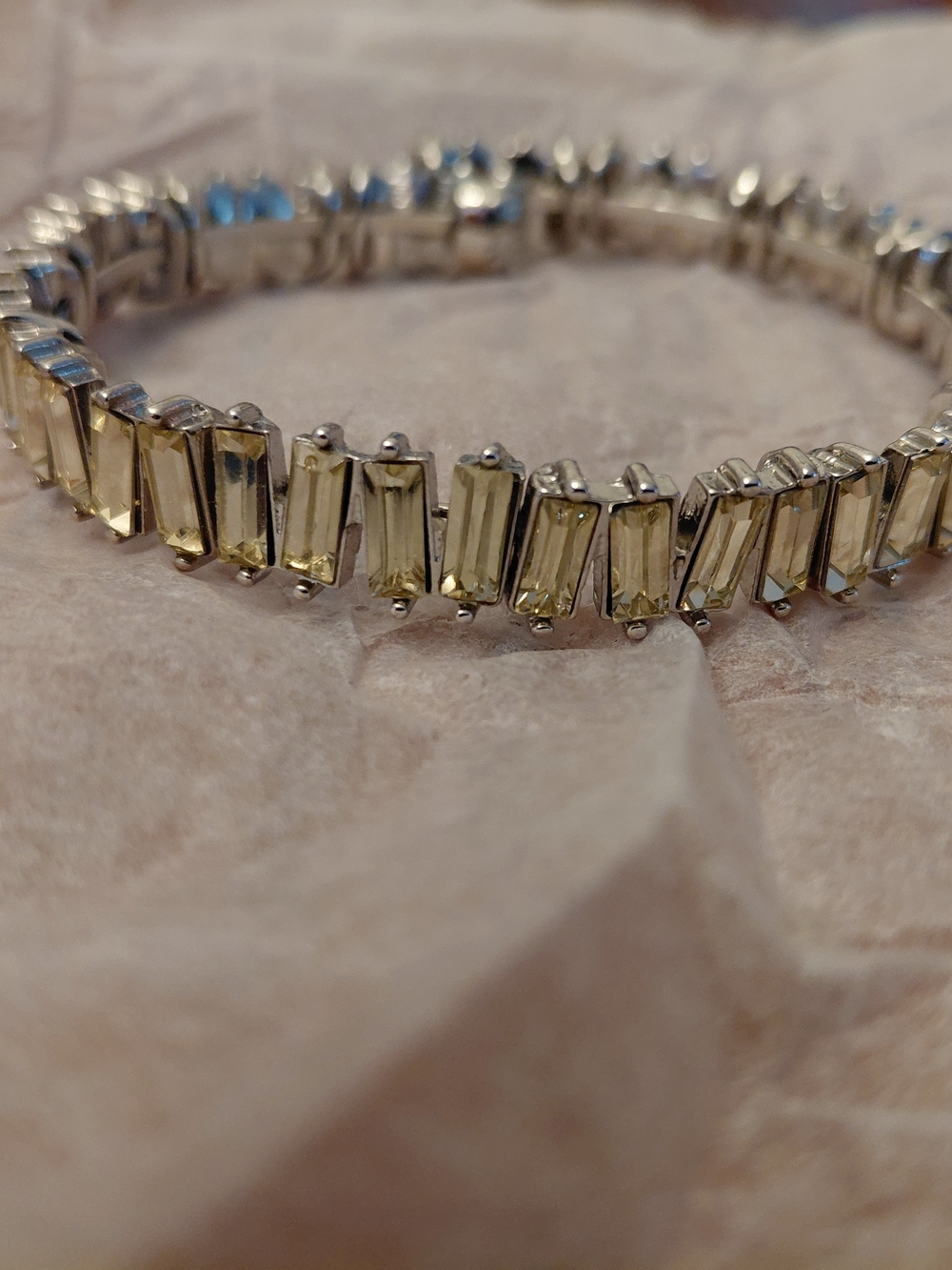 Avon Silver-Tone Bracelet with Champagne Rectangular Crystals